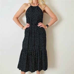 Banana Republic  Polka Dot Halter Neck Midi  Dress